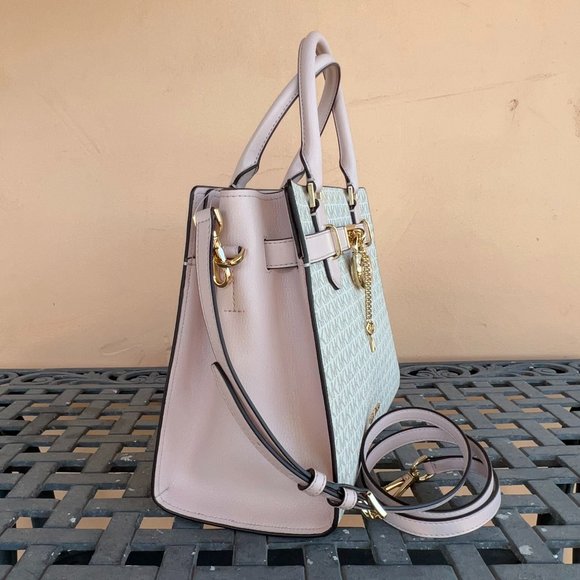 Michael Kors Hamilton Medium Satchel Shoulder Bag MK Vanilla Pink - Picture 3 of 10
